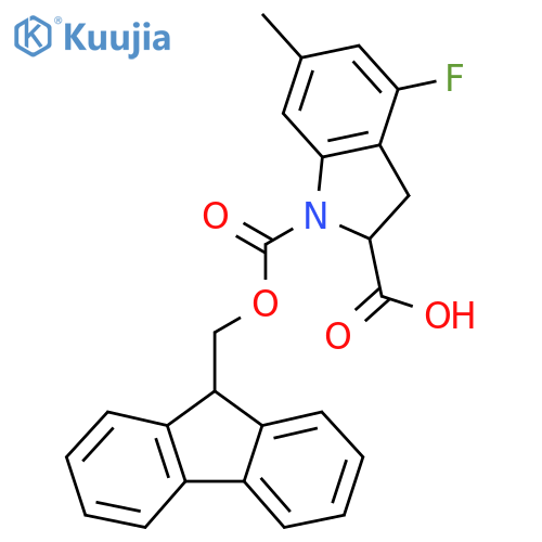 1-{[(9H-fluoren-9-yl)methoxy]carbonyl}-4-fluoro-6-methyl-2,3-dihydro-1H-indole-2-carboxylic acid structure