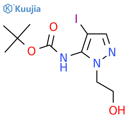 tert-butyl N-[1-(2-hydroxyethyl)-4-iodo-1H-pyrazol-5-yl]carbamate structure