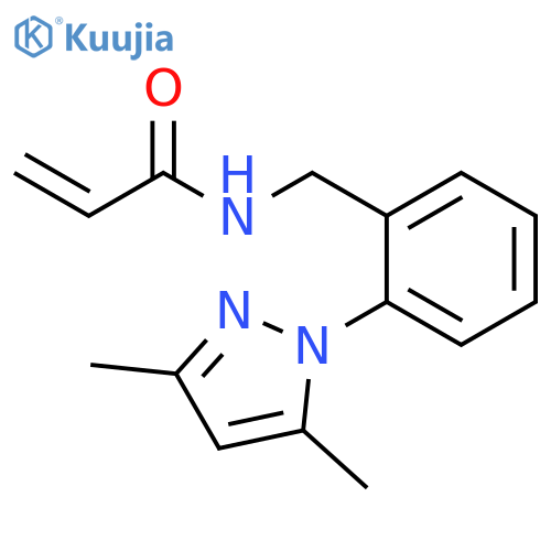 N-{2-(3,5-dimethyl-1H-pyrazol-1-yl)phenylmethyl}prop-2-enamide structure