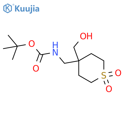tert-butyl N-{4-(hydroxymethyl)-1,1-dioxo-1lambda6-thian-4-ylmethyl}carbamate structure