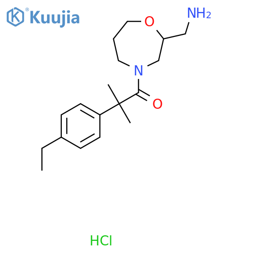 1-2-(aminomethyl)-1,4-oxazepan-4-yl-2-(4-ethylphenyl)-2-methylpropan-1-one hydrochloride structure