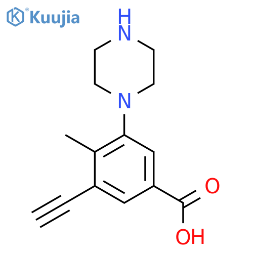 3-Ethynyl-4-methyl-5-(piperazin-1-yl)benzoic acid structure