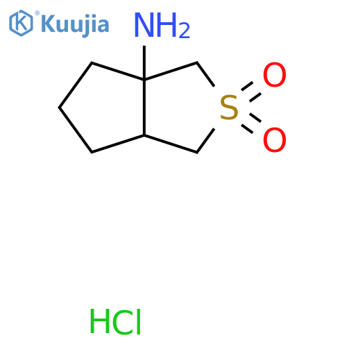 3a-amino-hexahydro-1H-2lambda6-cyclopentacthiophene-2,2-dione hydrochloride structure