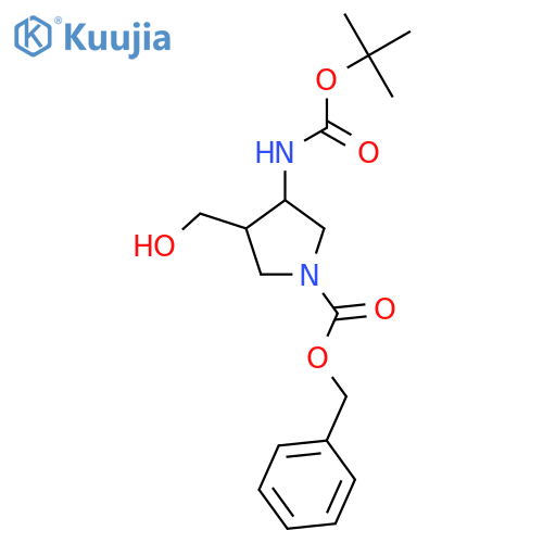 benzyl (3S,4S)-3-{[(tert-butoxy)carbonyl]amino}-4-(hydroxymethyl)pyrrolidine-1-carboxylate structure