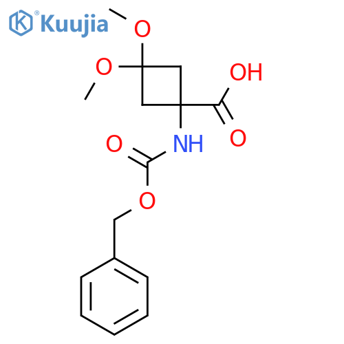 1-{(benzyloxy)carbonylamino}-3,3-dimethoxycyclobutane-1-carboxylic acid structure