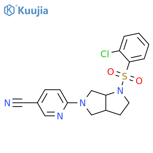6-[1-(2-chlorobenzenesulfonyl)-octahydropyrrolo[2,3-c]pyrrol-5-yl]pyridine-3-carbonitrile structure