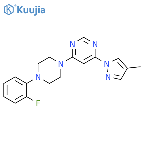 4-[4-(2-fluorophenyl)piperazin-1-yl]-6-(4-methyl-1H-pyrazol-1-yl)pyrimidine structure