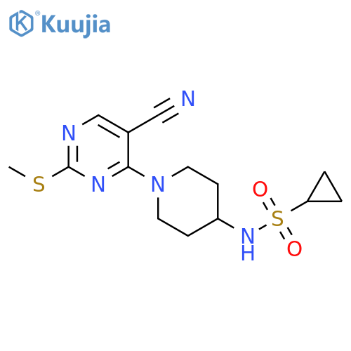 N-{1-[5-cyano-2-(methylsulfanyl)pyrimidin-4-yl]piperidin-4-yl}cyclopropanesulfonamide structure