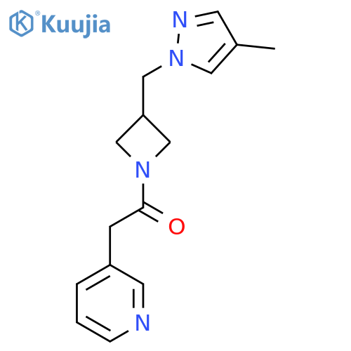 1-{3-[(4-methyl-1H-pyrazol-1-yl)methyl]azetidin-1-yl}-2-(pyridin-3-yl)ethan-1-one structure