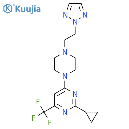 2-cyclopropyl-4-{4-[2-(2H-1,2,3-triazol-2-yl)ethyl]piperazin-1-yl}-6-(trifluoromethyl)pyrimidine structure