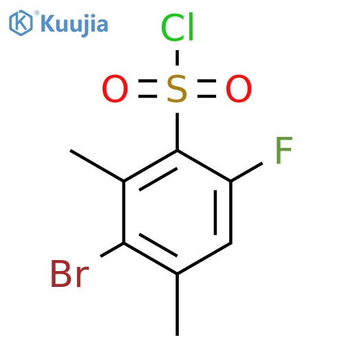 3-bromo-6-fluoro-2,4-dimethylbenzene-1-sulfonyl chloride structure