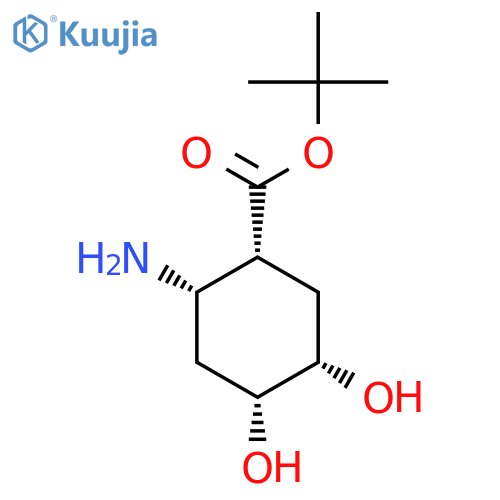 rac-tert-butyl (1R,2S,4R,5S)-2-amino-4,5-dihydroxycyclohexane-1-carboxylate structure