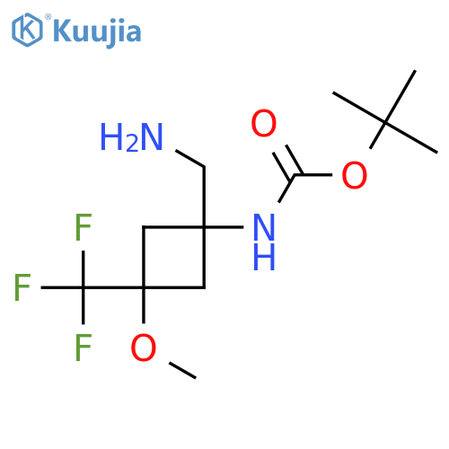 tert-butyl N-1-(aminomethyl)-3-methoxy-3-(trifluoromethyl)cyclobutylcarbamate structure