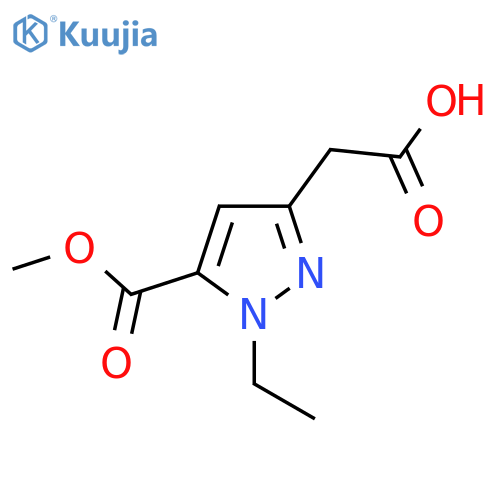 2-1-ethyl-5-(methoxycarbonyl)-1H-pyrazol-3-ylacetic acid structure