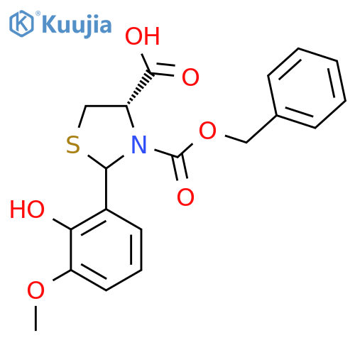 (4S)-3-(benzyloxy)carbonyl-2-(2-hydroxy-3-methoxyphenyl)-1,3-thiazolidine-4-carboxylic acid structure