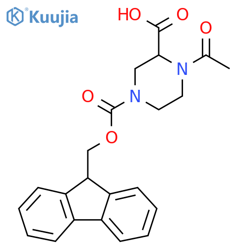 1-acetyl-4-{(9H-fluoren-9-yl)methoxycarbonyl}piperazine-2-carboxylic acid structure