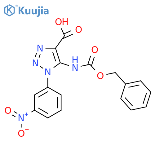 5-{(benzyloxy)carbonylamino}-1-(3-nitrophenyl)-1H-1,2,3-triazole-4-carboxylic acid structure