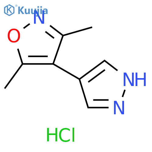 3,5-dimethyl-4-(1H-pyrazol-4-yl)-1,2-oxazole hydrochloride structure