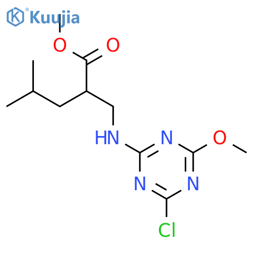 methyl 2-{(4-chloro-6-methoxy-1,3,5-triazin-2-yl)aminomethyl}-4-methylpentanoate structure