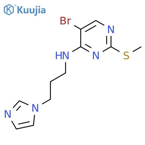 5-bromo-N-[3-(1H-imidazol-1-yl)propyl]-2-(methylsulfanyl)pyrimidin-4-amine structure