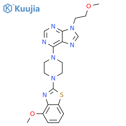 6-[4-(4-methoxy-1,3-benzothiazol-2-yl)piperazin-1-yl]-9-(2-methoxyethyl)-9H-purine structure
