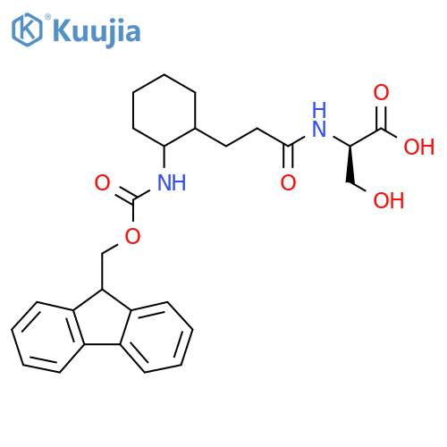 (2R)-2-{3-2-({(9H-fluoren-9-yl)methoxycarbonyl}amino)cyclohexylpropanamido}-3-hydroxypropanoic acid structure