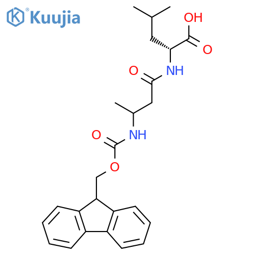 (2R)-2-3-({(9H-fluoren-9-yl)methoxycarbonyl}amino)butanamido-4-methylpentanoic acid structure