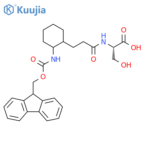 (2S)-2-{3-2-({(9H-fluoren-9-yl)methoxycarbonyl}amino)cyclohexylpropanamido}-3-hydroxypropanoic acid structure