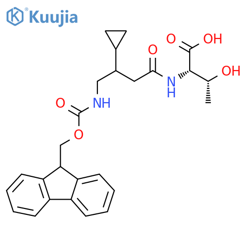 (2S,3R)-2-3-cyclopropyl-4-({(9H-fluoren-9-yl)methoxycarbonyl}amino)butanamido-3-hydroxybutanoic acid structure