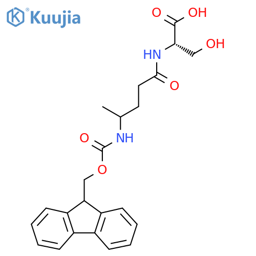 (2S)-2-4-({(9H-fluoren-9-yl)methoxycarbonyl}amino)pentanamido-3-hydroxypropanoic acid structure