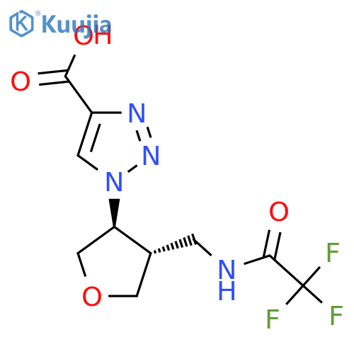rac-1-(3R,4R)-4-(2,2,2-trifluoroacetamido)methyloxolan-3-yl-1H-1,2,3-triazole-4-carboxylic acid structure