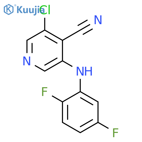 3-chloro-5-(2,5-difluorophenyl)aminopyridine-4-carbonitrile structure