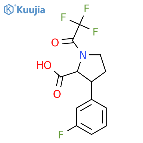 3-(3-Fluorophenyl)-1-(2,2,2-trifluoroacetyl)pyrrolidine-2-carboxylic acid structure
