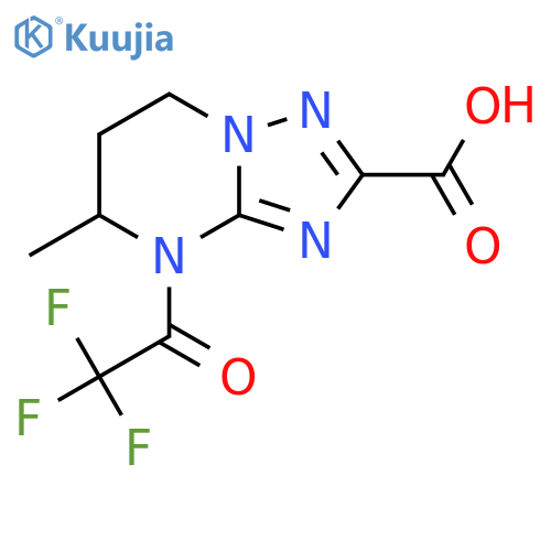 5-methyl-4-(2,2,2-trifluoroacetyl)-4H,5H,6H,7H-[1,2,4]triazolo[1,5-a]pyrimidine-2-carboxylic acid structure