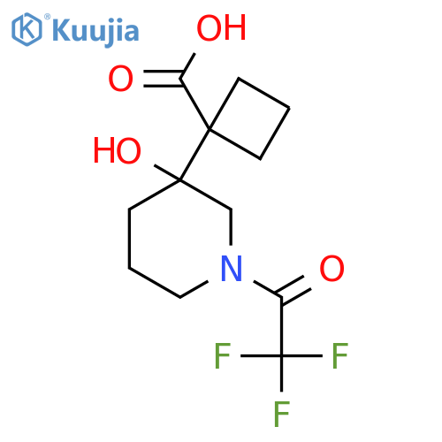 1-[3-Hydroxy-1-(2,2,2-trifluoroacetyl)piperidin-3-yl]cyclobutane-1-carboxylic acid structure