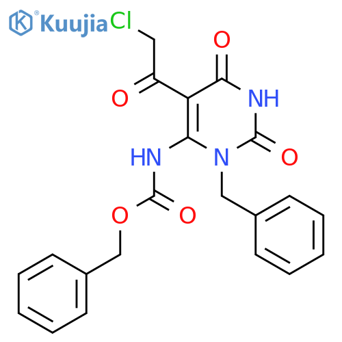 benzyl N-3-benzyl-5-(2-chloroacetyl)-2,6-dioxo-1,2,3,6-tetrahydropyrimidin-4-ylcarbamate structure