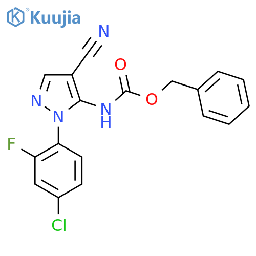 benzyl N-[1-(4-chloro-2-fluorophenyl)-4-cyano-1H-pyrazol-5-yl]carbamate structure