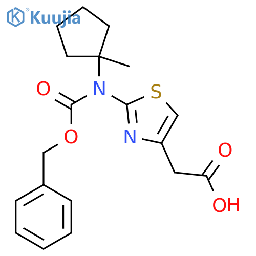 2-(2-{(benzyloxy)carbonyl(1-methylcyclopentyl)amino}-1,3-thiazol-4-yl)acetic acid structure