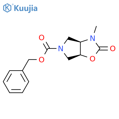 rac-benzyl (3aR,6aS)-3-methyl-2-oxo-hexahydro-2H-pyrrolo3,4-d1,3oxazole-5-carboxylate structure