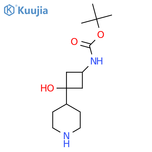 tert-butyl N-[(1s,3s)-3-hydroxy-3-(piperidin-4-yl)cyclobutyl]carbamate structure