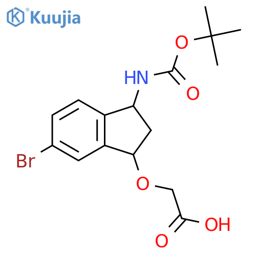 2-[(6-bromo-3-{[(tert-butoxy)carbonyl]amino}-2,3-dihydro-1H-inden-1-yl)oxy]acetic acid structure