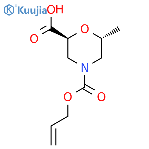 (2S,6R)-6-methyl-4-[(prop-2-en-1-yloxy)carbonyl]morpholine-2-carboxylic acid structure