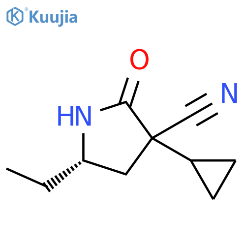 (5S)-3-cyclopropyl-5-ethyl-2-oxo-pyrrolidine-3-carbonitrile structure