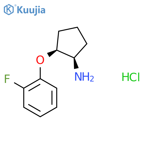 rac-(1R,2S)-2-(2-fluorophenoxy)cyclopentan-1-amine hydrochloride structure