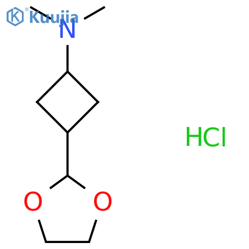 3-(1,3-dioxolan-2-yl)-N,N-dimethylcyclobutan-1-amine hydrochloride structure