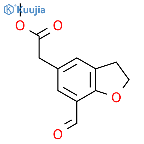 Methyl 2-(7-formyl-2,3-dihydro-1-benzofuran-5-yl)acetate structure