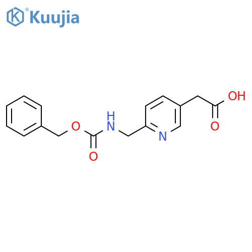 2-[6-({[(Benzyloxy)carbonyl]amino}methyl)pyridin-3-yl]acetic acid structure