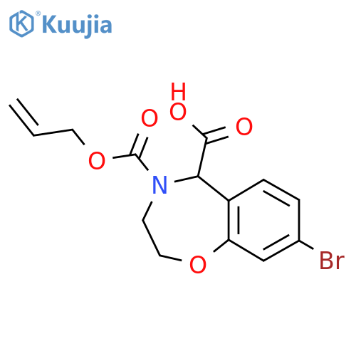 8-Bromo-4-[(prop-2-en-1-yloxy)carbonyl]-2,3,4,5-tetrahydro-1,4-benzoxazepine-5-carboxylic acid structure