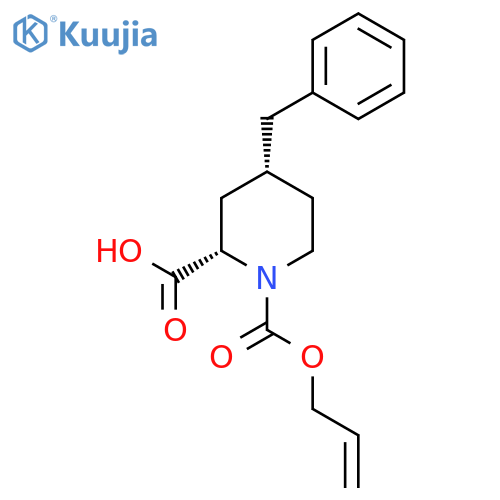 rac-(2R,4S)-4-benzyl-1-[(prop-2-en-1-yloxy)carbonyl]piperidine-2-carboxylic acid structure