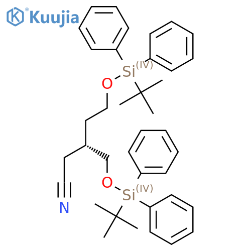 (R)-5-(tert-Butyl-diphenyl-silanyloxy)-3-(tert-butyl-diphenyl-silanyloxymethyl)-pentanenitrile structure